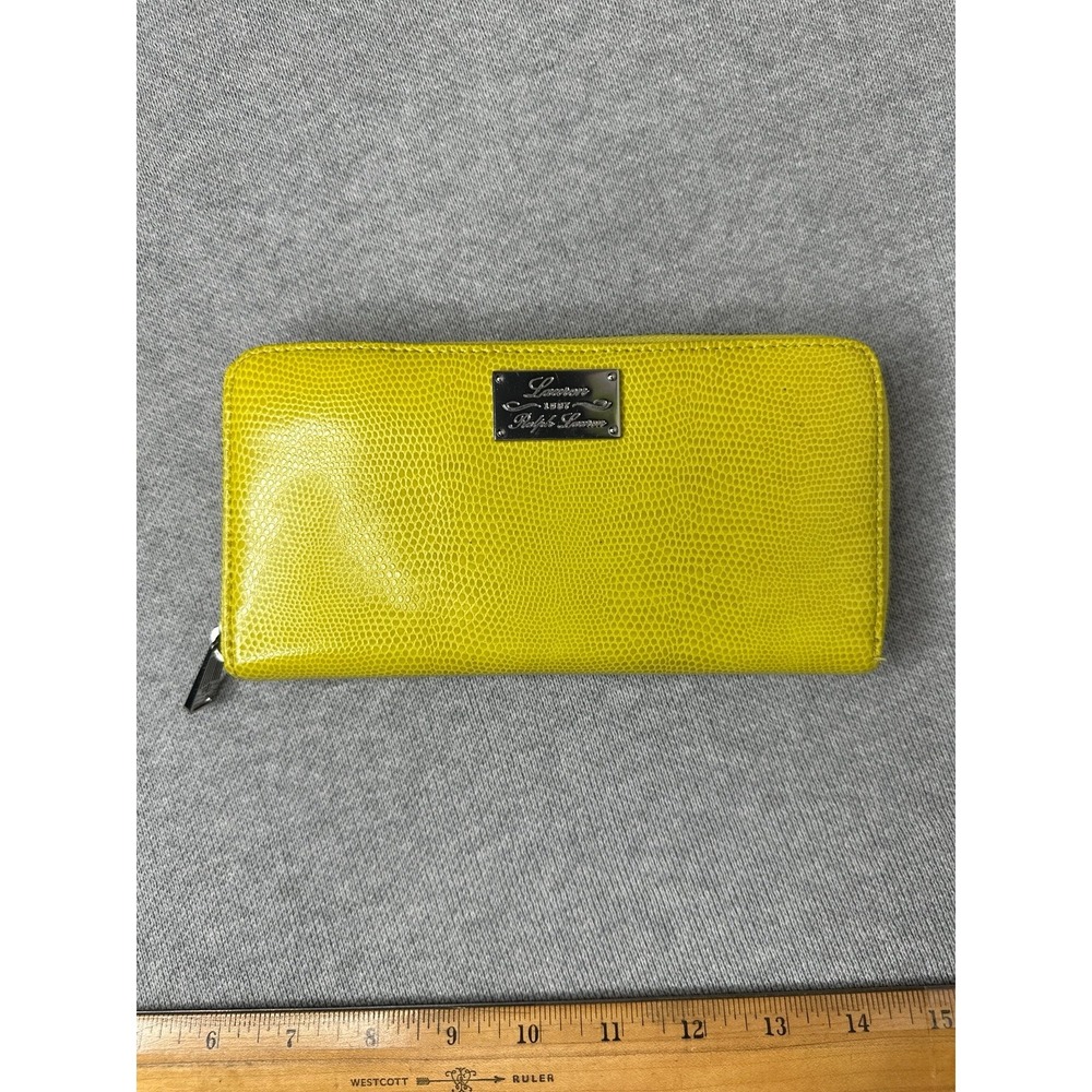 VTG Ralph Lauren Women's Sloan Street Wallet Yellow Pebbled Leather